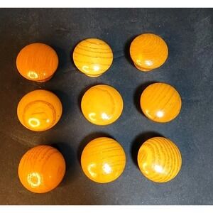 9 Pine Wood Knobs 1 1/4" Round Wooden Drawer Cabinet‎ Dresser Pulls 1.25 Inch